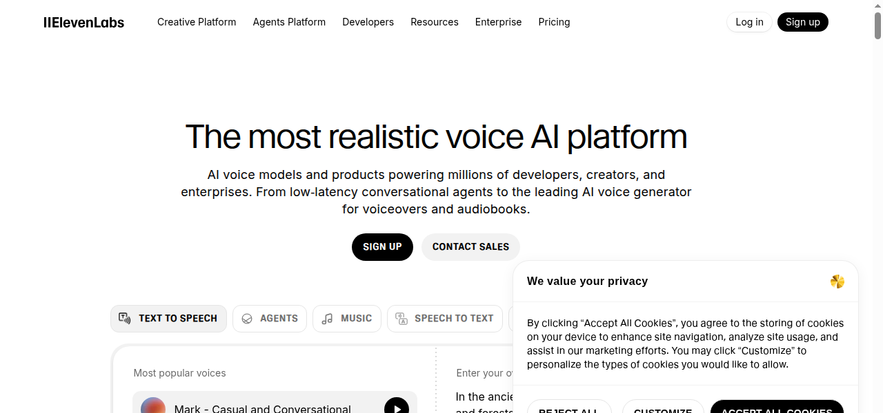 Snapshot of ElevenLabs