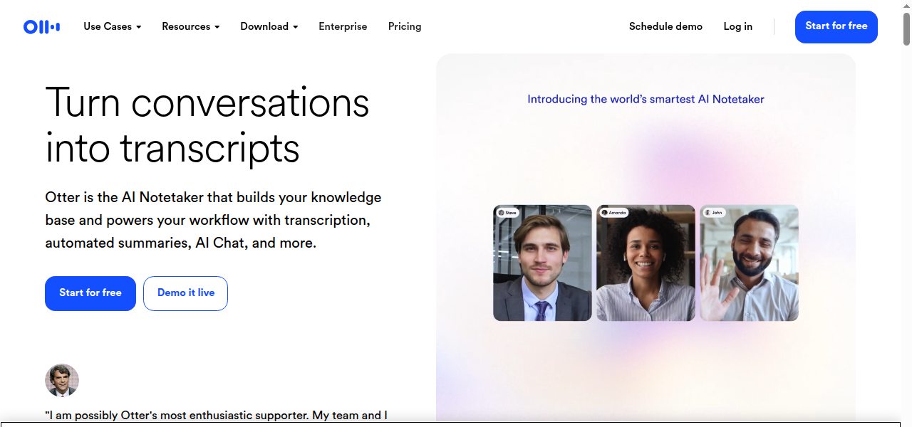 Snapshot of Otter.ai