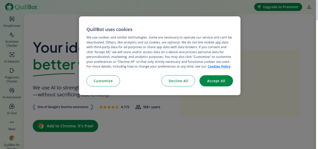 Snapshot of QuillBot